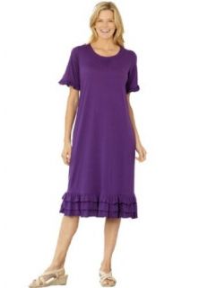 Women's Plus Size Knit trapeze dress with ruffles sleeves and hem