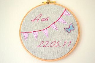 personalised child's embroidery hoop artwork by bluebells & bunting