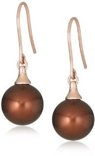 14k Rose Gold Chocolate Tahitian Cultured Pearl Earrings: Jewelry