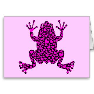 pink hearts frog cards
