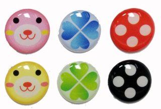 3D Semi circular Cute Bear Face Four Leaf Clover Dots Style 6 Pieces Home Button Stickers for iPhone 5 4/4s 3GS 3G, iPad 2, iPad Mini, iTouch: Toys & Games