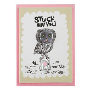 'stuck on you' card with badge by love bessie