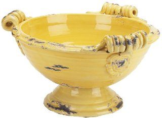 Napa Home & Garden Provencal 15 Inch by 9 Inch Decorative Ceramic Footed Low Bowl, Yellow: Kitchen & Dining