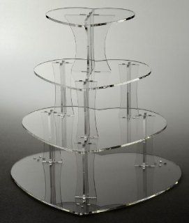 4 Tier Heart Acrylic Wedding Cupcake Stand: Cake Stands: Kitchen & Dining