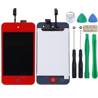Red For iPod Touch 4 Gen LCD Touch Digitizer Screen Assembly Replacement+FREE Tools: Cell Phones & Accessories