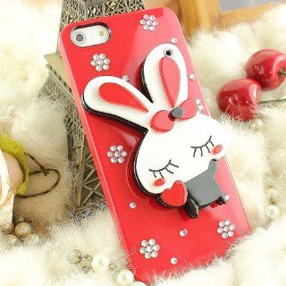 United Electek 3D Bling Crystal Lovely Rabbit Bunny Mirror Case Cover for iPhone 5   Comes with Pink Gift Box Package and Velvet Pouch: Cell Phones & Accessories