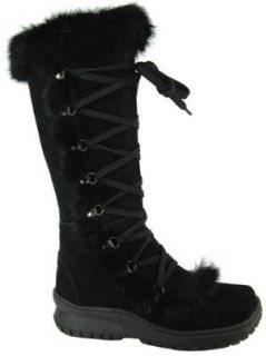 Bearpaw Women's Suede & Rabbit Fur Boots   Style 499 Pasador (7, Black): Shoes
