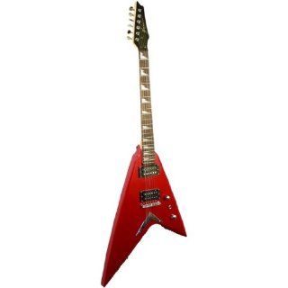 NEW HOT CANDY RED VOLT EXOTIC V ELECTRIC GUITAR w CASE: Musical Instruments