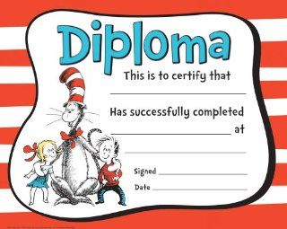 Eureka Dr. Seuss Cat In the Hat Diploma Certificates, 8 x 10 Inch, Package of 36 (837180)