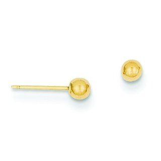 14K Gold Ball Stud Earrings Polished Jewelry 3mm: Stud Earrings: Jewelry