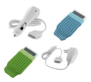 CAR + Ac Home Wall Charger for Apple iPhone 3G / iPod Touch 2nd Gen / iPod Nano 4th Gen Chromatic and 2 Phone Socks : MP3 Players & Accessories