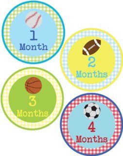 Baby Boy Sports Monthly Onesie Sticker   Waterproof and Durable   Includes 1 12 Month Stickers : Baby
