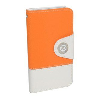 GREENWON Elegant Stylish Flip PU Leather Case Cover Wallet Credit Card Shell with Stand Holder for Apple iPhone 4 4S (Orange and White): Cell Phones & Accessories