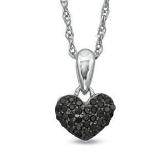 CT. T.W. Enhanced Black Diamond Puffed Heart Pendant in Sterling