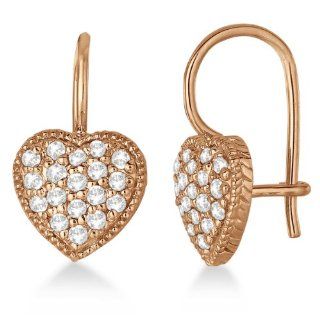 Euro Wire Diamond Heart Shape Earrings 14K Rose Gold (0.50ct): Allurez: Jewelry
