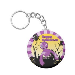 Halloween fun with purple monster key chains