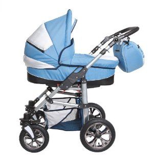 New! Stroller 3in1 Travel System CARLO LUX Blue+Silver : Infant Car Seat Stroller Travel Systems : Baby