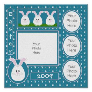 Teal Easter Bunny Scrapbook Page Print
