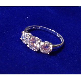 Sterling Silver Three Stone Simulated Diamond Ring (3.83 cttw) Jewelry