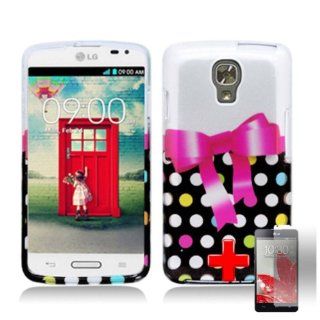 LG Volt LS740   2 Piece Snap On Glossy Image Case Cover, Pink Bow Tie Ribbon Multicolor Polka Dot Spot Pattern + SCREEN PROTECTOR: Cell Phones & Accessories
