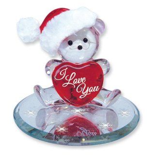 Santa Bear I Love You Glass Figurine: Jewelry