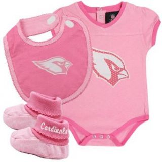 NFL Arizona Cardinals Infant Girls 3 Piece Creeper, Bib & Booties Set   Pink (3 6 Months) : Infant And Toddler Sports Fan Apparel : Clothing