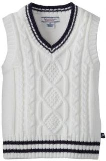 Kitestrings Boys 2 7 Toddler Cotton Solid Cable Knit Sweater Vest, White, 4T: Clothing