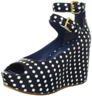 Marc by Marc Jacobs Women's Concealed High Wedge Sandal,Estate Blue Multi,39 EU/9 M US Shoes
