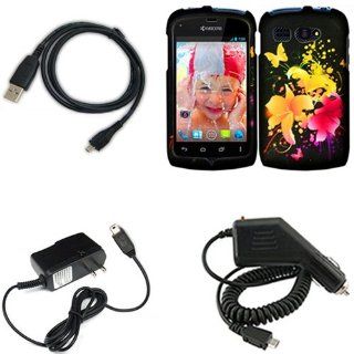 iFase Brand Kyocera Hydro C5170 Combo Heavenly Flowers Protective Case Faceplate Cover + Home Wall Charger + Rapid Car Charger + USB Data Charge Sync Cable for Kyocera Hydro C5170: Cell Phones & Accessories
