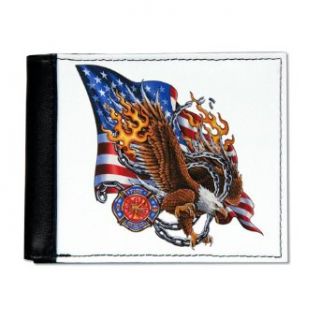 Artsmith, Inc. Men's Wallet Billfold Firefighter Fire Fighter Eagle with Flames and Chains: Clothing