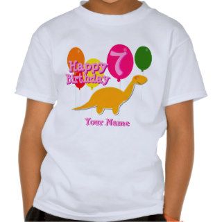 Happy Birthday 7 Years Party Balloon Dinosaurs Tee