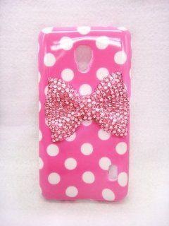 Lovely Cute 3D Bling Special Party Dot Pattern Case Cover For Smart Mobile Phones (Pink Bow, LG Optimus F6 MS500 D500 MetroPCS T Mobile): Cell Phones & Accessories