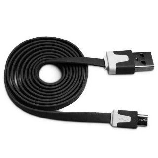 Importer520 3 Ft Feet Black Flat Stylish Sync & charging Micro USB Data Cable For AT&T HTC Inspire 4G: Cell Phones & Accessories
