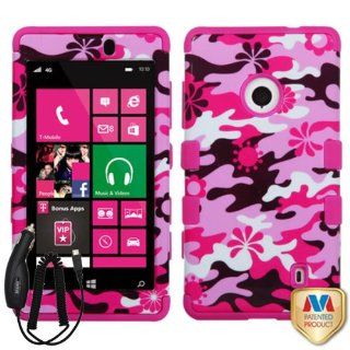 NOKIA LUMIA 521 PINK FLOWER ARMY CAMO HYBRID RIB CAGE COVER HARD GEL CASE + FREE CAR CHARGER from [ACCESSORY ARENA]: Cell Phones & Accessories