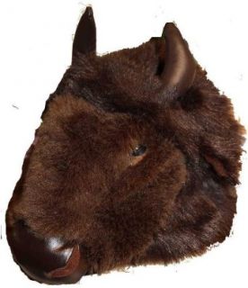Buffalo Furry Plush Animal Hat   One Size Fits All, Unisex: Clothing