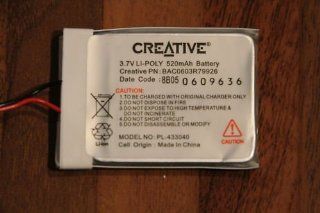 Genuine Battery for Creative Zen V & Zen Plus 520mAh With Flying Lead With Connector : MP3 Players & Accessories