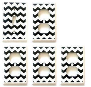 Chevron Zig Zag Light Switch Cover + 4 Outlet Covers FM   Switch And Outlet Plates  