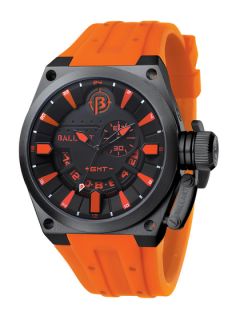 Mens Black and Orange Dial GMT Watch by Ballast