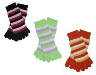 RSG Hosiery Funky Striped Toe Socks Kids/Children/Toddler 3 Pack (Sock Size 6 8, Shoe Size 8 13)(Black/Lime/Orange) Clothing
