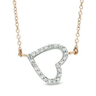 CT. T.W. Diamond Sideways Heart Necklace in 10K Gold   17   Zales