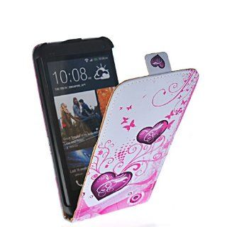 MOONCASE Hearttex Style Leather Flip Pouch Case Cover for HTC One M7: Cell Phones & Accessories