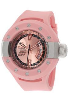 Invicta 1367  Watches,Mens S1 Rally GMT Pink Dial Pink Polyurethane, Casual Invicta Quartz Watches