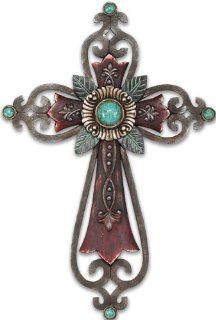Shop Resin Wall Cross   Brown/Turquoise at the  Home Dcor Store. Find the latest styles with the lowest prices from Dicksons
