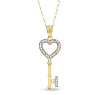 Diamond Accent Heart Key Pendant in 14K Gold   17   Zales