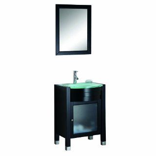 Virtu USA MS 545 G ES Ava 24 Inch Single Sink Bathroom Vanity Set, Tempered Glass Countertop, Espresso Finish    