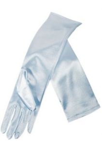10" Girls Baby Blue Stretch Satin Flower Girl Gloves: Special Occasion Dresses: Clothing