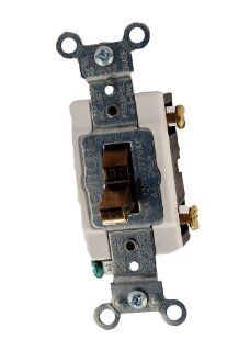 Leviton CS115 2 15 Amp, 120/277 Volt, Toggle Single Pole Ac Quiet Switch, Commercial Grade, Grounding, Brown   Wall Light Switches  