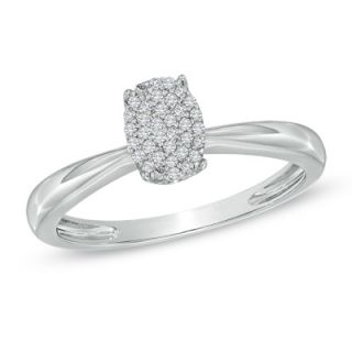 10 CT. T.W. Diamond Cluster Oval Promise Ring in 10K White Gold