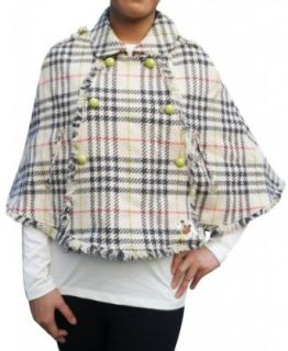 Pieces Candiry Womens Plaid Collar Coat Jacket Cape   Multicolour (Size: One Size) at  Womens Clothing store: Scarf