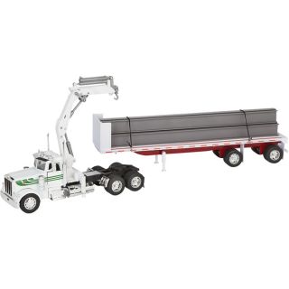 New Ray Die-Cast Truck Replica — Peterbilt 379 Flatbed Trailer with I-Beam, 1:32 Scale, Model# 14343  Peterbilt Collectibles